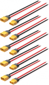 ELFCULB 5 Pairs XT60 Plug Male and Female Connector with 12AWG Cable XT60 Connector for RC Lipo Battery Drone(6Inches)
