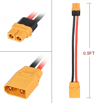 ELFCULB XT60 to XT90 Adapter 4 Pieces 12AWG XT60 Female to XT90 Male Connector Cable for RC Lipo Battery Drone(6Inches)