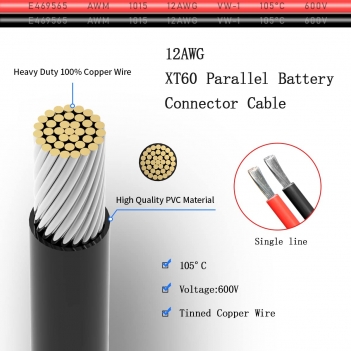 ELFCULB XT90 Solar Cable,10AWG 2FT XT90 Female to Solar Panel Connector Cable for Solar Panel Portable Power Station