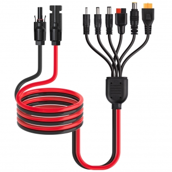 ELFCULB 6-in-1 Solar Panel Connector Kit, 12AWG Solar to XT60, Anderson, DC7909, DC6530, DC35135, DC5521 Connector Cable for Portable Station Solar Panel Generator(10FT)