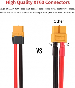 ELFCULB 5 Pairs XT60 Plug Male and Female Connector with 12AWG Cable XT60 Connector for RC Lipo Battery Drone(6Inches)