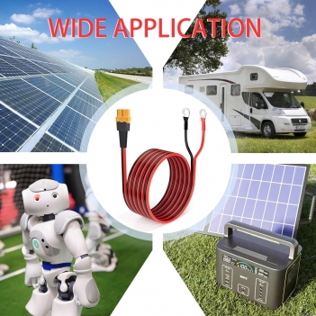 ELFCULB XT60 to O Ring Terminal Cable, 10AWG XT60 Male to O Ring Connector Cable with Tinned Pure Wire for RC Battery Solar Portable Power Power Station and Solar Panel(10FT)