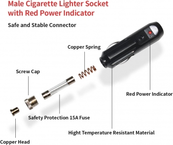 ELFCULB XT60 Male to Car Cigarette Lighter 14AWG 12V Cigarette Lighter Male Plug Connector Cable for Portable Solar Generator Power Station(5FT)