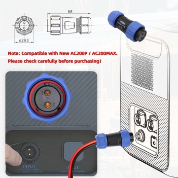 ELFCULB Aviation Plug to Solar Panel Cable, 12AWG 2FT Solar to Aviation Connector 12V/30A Compatible with Portable Power Station AC200MAX / AC200P New 2-Pin