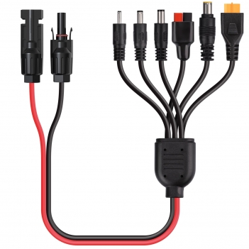 ELFCULB 6-in-1 Solar Panel Connector Kit, 12AWG Solar to XT60, Anderson, DC7909, DC6530, DC35135, DC5521 Connector Cable for Portable Station Solar Panel Generator(2FT)