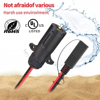 ELFCULB 7 Way Trailer Plug to SAE Cable,10AWG 7 Pin Trailer Plug to SAE Connector for RV Truck Trailer(10FT)