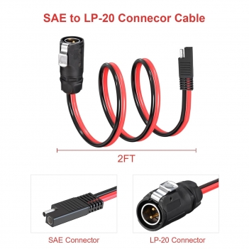 ELFCULB 2 Pin Power Industrial Circular Connector 10AWG Furion Solar Plug to SAE Connector with SAE Reverse Adapter for RV Solar Ports Solar Panel Suitcase(2FT)