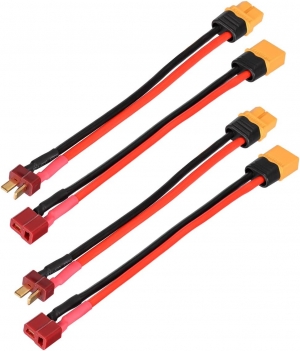 ELFCULB T Plug to XT60 Male Female Adapter 12AWG 2Pairs T Plug Female to XT60 Male and T Plug Male to XT60 Female Connector for RC Lipo Battery Drone(6Inches)