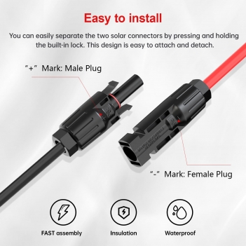 ELFCULB 6-in-1 Solar Panel Connector Kit, 12AWG Solar to XT60, Anderson, DC7909, DC6530, DC35135, DC5521 Connector Cable for Portable Station Solar Panel Generator(10FT)