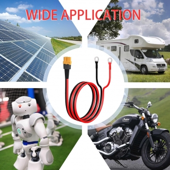 ELFCULB XT60 to O Ring Terminal Cable, 12AWG XT60 Female to O Ring Connector Cable with Tinned Pure Wire for RC Battery Solar Portable Power Power Station and Solar Panel(2FT)