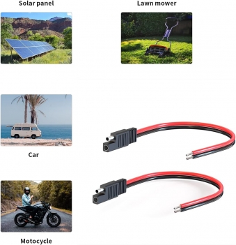 ELFCULB SAE Connector Cable,14AWG 1FT 2 Pin SAE Quick Connector Disconnect Plug for Solar Panel Car Motorcycle(2 Pack)