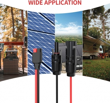 ELFCULB 10AWG 2FT Solar Panel Cable to Anderson Connector 2 6 10 20 35 50FT Solar Extension Cable for Portable Power Station Solar Generator Battery Pack(2FT)