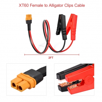 LFCULB XT60 to Alligator Clips,12AWG XT60 Female Connector Quick Disconnect Cable Compatible for RC Battery Portable Power Station Solar Panel(2FT)