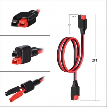 ELFCULB 12AWG 2FT Anderson Extension Cable 2 6 10 20 35 50 75 100FT Solar Extension Cable Anderson Connector for Portable Power Station Solar Generator Solar Panel (2FT)