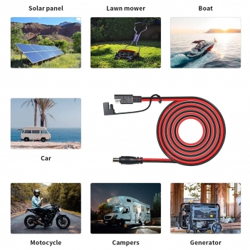 ELFCULB SAE to 8mm Adapter Cable 14 AWG DC 8mm Male to SAE Connector Cable with DC 55mm*25mm Adapter and Polarity Reverse Adapter for Solar Panel Portable Power Station(6FT)