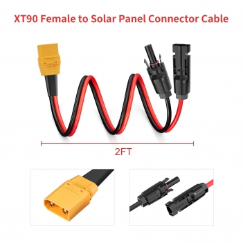 ELFCULB XT90 Solar Cable,10AWG 2FT XT90 Female to Solar Panel Connector Cable for Solar Panel Portable Power Station