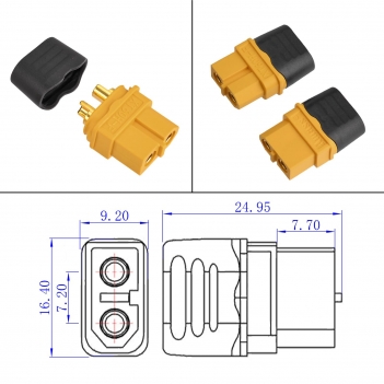 ELFCULB 10AWG 25FT XT60 Solar Cable XT60 Extension Cable Solar Panel Connector to XT60 Connector for Portable Power Station (25FT)