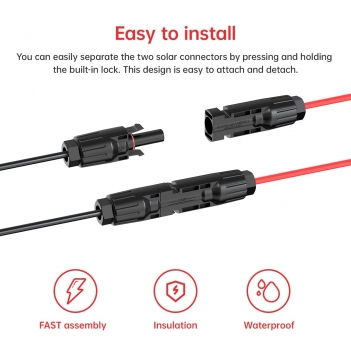 ELFCULB 10AWG Solar to XT60 Charging Cable Solar Panel Extension Cable for Portable Power Station River 600 Solar Generator Battery Pack(2FT)