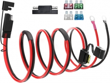 SAE Battery Connector,ELFCULB 10AWG SAE to O Ring Terminal Harness 2-Pin Quick Disconnect SAE Battery Cable for Motorcycle Car,with 10A 15A 20A 25A 30A Protection Fuse(10FT)
