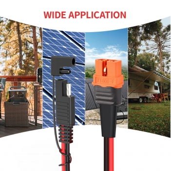 ELFCULB 12AWG XT60i to SAE Adapter Extension Cable with SAE Polarity Reverse Adapter for Portable Power Station Solar Panel Solar Generator(2FT)