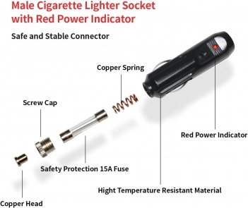 ELFCULB SAE to Car Cigarette Lighter 14AWG 12V Cigarette Lighter Male Plug to SAE Connector Extension Cable with SAE Polarity Reverse Adapter(10FT)
