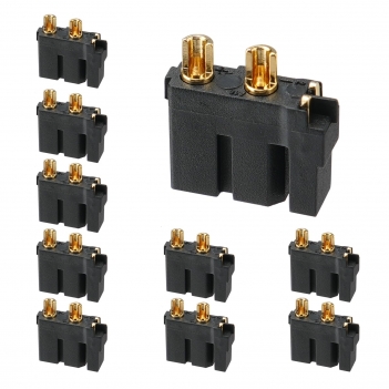 ELFCULB 10pcs Amass XT30U (2+2) Upgrade Female Connectors, Drone FPV Lipo Battery Connectors, Gold Plated for RC UAV Robots (Black)