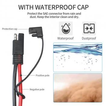 ELFCULB SAE to Alligator Clip,12AWG SAE Connector Quick Disconnect Cable Battery Alligator Crocodile Clip with 10A 15A 20A 25A Fuse,Compatible for Cars Motorcycles(2FT)
