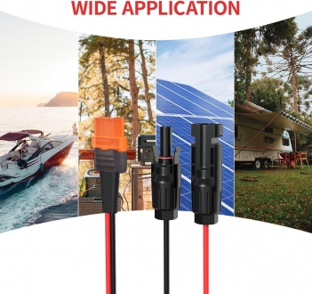 ELFCULB 10AWG 10FT Solar to XT60i Cable 2 10 25 35 50 75 100FT Solar Connector to XT60i Adapter Cable for Portable Power Station (10FT)