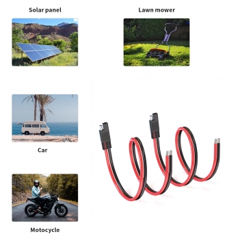 ELFCULB SAE Connector Cable,10AWG 2FT 2 Pin SAE Quick Connector Disconnect Plug for Solar Panel Car Motorcycle(2 Pack)