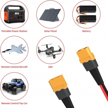 ELFCULB XT60 Splitter Cable,12AWG XT60 1 Male to 3 Female Connector Cable for UAV Phantom Quadcopter RC Car(1FT)