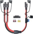 ELFCULB 14 Gauge Wire 2FT SAE Splitter Extension Cable 1 to 2 SAE Adapter with Polarity Reverse Adapter Built-in Fuse Holder for Solar Panel Car Motocycle