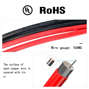 ELFCULB SAE Connector Cable,10AWG 2FT 2 Pin SAE Quick Connector Disconnect Plug for Solar Panel Car Motorcycle(2 Pack)