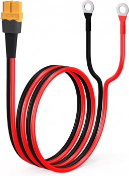 ELFCULB XT60 to O Ring Terminal Cable, 12AWG XT60 Female to O Ring Connector Cable with Tinned Pure Wire for RC Battery Solar Portable Power Power Station and Solar Panel(2FT)