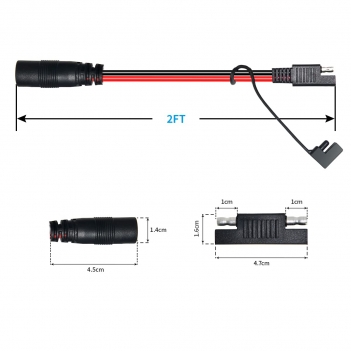 ELFCULB DC 8mm Female to SAE Connector Adapter,14AWG 2FT SAE Extension Cable with DC 55mm*25mm Female Adapter and Polarity Reverse AdapterCompatible for Solar Panel Portable Power Station
