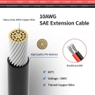 ELFCULB 10AWG 10FT SAE Extension Cable 3/6/10/20/35/50FT Quick Disconnect Wire Harness with SAE Connector for Automotive RV Battery Solar Panel