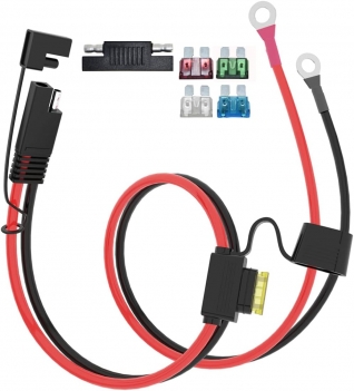 ELFCULB 2FT 10AWG SAE Battery Connectors Extension Cord Cable with 5 Fuse Compatible with Solar Generator Battery Charger,SAE to O Ring, for Solar Accessories