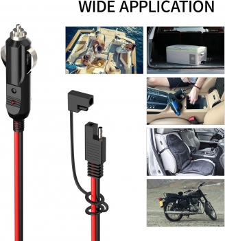 ELFCULB 14AWG SAE to Car Cigarette Lighter 12V Cigarette Lighter Male Plug to SAE Connector Extension Cable with SAE Polarity Reverse Adapter(5FT)