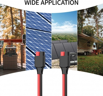 ELFCULB 12AWG 2FT Anderson Extension Cable 2 6 10 20 35 50 75 100FT Solar Extension Cable Anderson Connector for Portable Power Station Solar Generator Solar Panel (2FT)