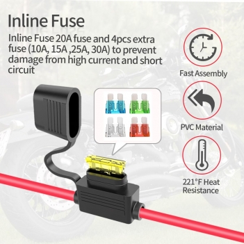 ELFCULB Anderson Connector to O Ring Terminal 10AWG Battery Connector Cable with 5 Fuse for Automotive Portable Power Station Solar Generators(5FT)