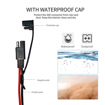 ELFCULB SAE to O Ring Terminal Harness, 14AWG 2FT SAE Battery Connector 2 Pin Quick Disconnect Plug Cable with 10A 15A 20A Fuse, Compatible for Motorcycle Cars RV