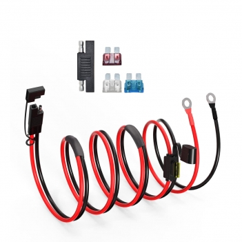 ELFCULB SAE Battery Connector, 12AWG to O Ring Terminal Harness Cable, Quick Connector Extension Cable, with 3 Fuse, Compatible with Solar Panel, Motorcycle, Car (10FT)