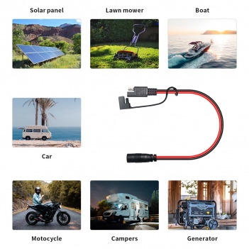 ELFCULB DC 8mm Female to SAE Connector Adapter,14AWG 2FT SAE Extension Cable with DC 55mm*25mm Female Adapter and Polarity Reverse AdapterCompatible for Solar Panel Portable Power Station