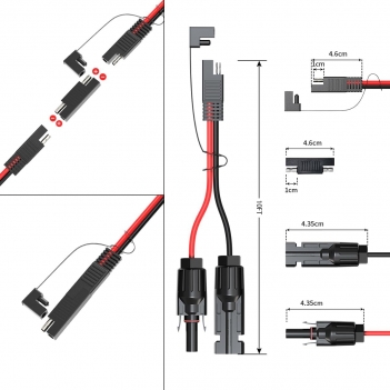 ELFCULB 10AWG 10FT Solar Connector to SAE Adapter  SAE Solar Panel Extension Cable with SAE Polarity Reverse Adapter for Solar Panels Car Battery Charger Kit