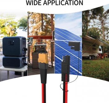 ELFCULB 10AWG XT60 to SAE Connector Extension Cable with SAE Polarity Reverse Adapter for Portable Power Station Solar Panel Solar Generator(2FT)