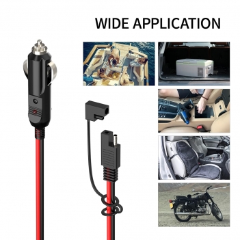 ELFCULB 14AWG SAE to Car Cigarette Lighter 12V Cigarette Lighter Male Plug to SAE Connector Extension Cable with SAE Polarity Reverse Adapter(20FT)