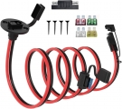 ELFCULB 10AWG 5FT Power SAE Socket Sidewall Port to SAE Connecters Extension Cable, with 10A 15A 20A 25A 30A Fuse, Reverse Adapter Quick Disconnect Weatherproof, for Solar Panel, Motorcycle, Car