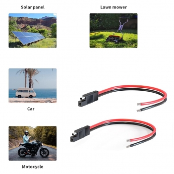 ELFCULB SAE Connector Cable, 10AWG 1FT 2 Pin SAE Quick Connector Disconnect Plug for Solar Panel Car Motorcycle (2 Pack)