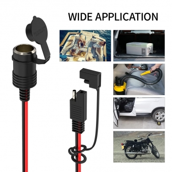 ELFCULB 14AWG 5FT SAE to Cigarette Lighter Socket,12V Female Cigarette Lighter Socket with SAE Reverse Adapter for Portable Solar Panel Tire Inflator