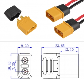 ELFCULB XT60 Connector,XT60H Plug Male with Sheath Housing for RC Battery Amass Connector Device Replace (6Pcs)