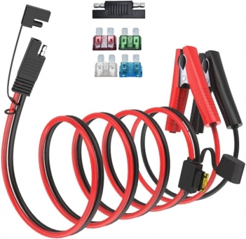 ELFCULB 10AWG 5FT SAE Connectors, Battery Alligator Crocodile to SAE, SAE Quick Release Adapter to Alligator Clips Quick Disconnect Cable,with 5 Fuse,for Solar Panel Cars Motorcycles Battery Charger